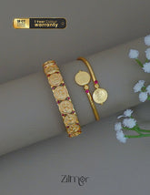 KY1011836 - Kaashu Gold Plated statement & Adjustable Combo Bangle 2-Zilmor